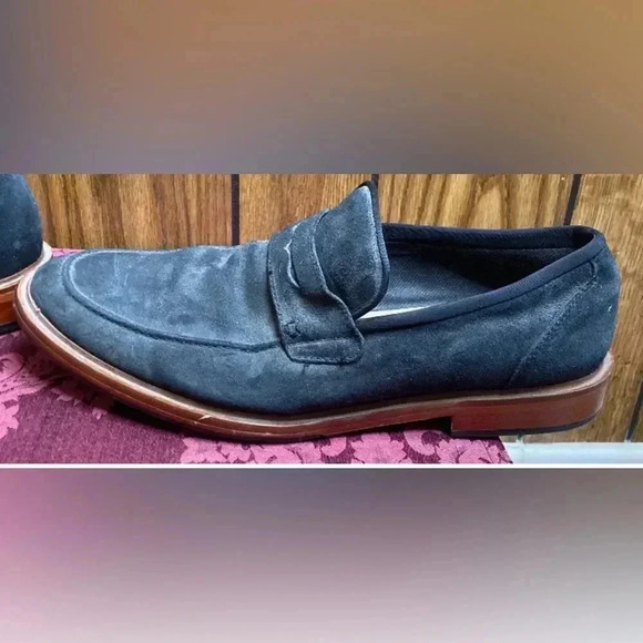 Men ASTON GREY Black Suede Leather Slip On Loafer Shoes Sz 10 main image 4